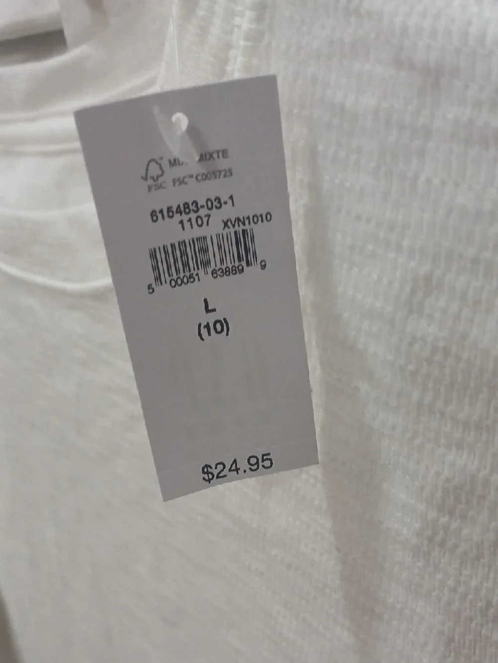 Gap Kids Boys Size 10( L) Classic White Long Sleeve Crewneck Top